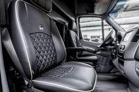 Sprinter Addons | Driver Zone | Fronts Seats Reupholstered | Custom Interior | Bespoke Coach Mercedes Benz Sprinter Van Conversion | Sprinter Accessories | Sprinter Upgrades | Sprinter Add Ons | Camper Van | Adventure Van